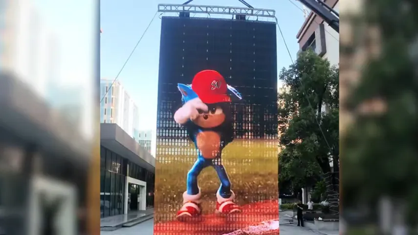 5×10m Super Large Transparent Folding LED Screen On Site Wind Resistance Test