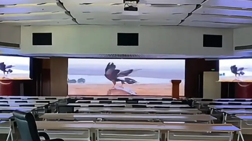 Guangda Bank Conference Hall Automatic Lift Up Folding Screen Meeting Application Case